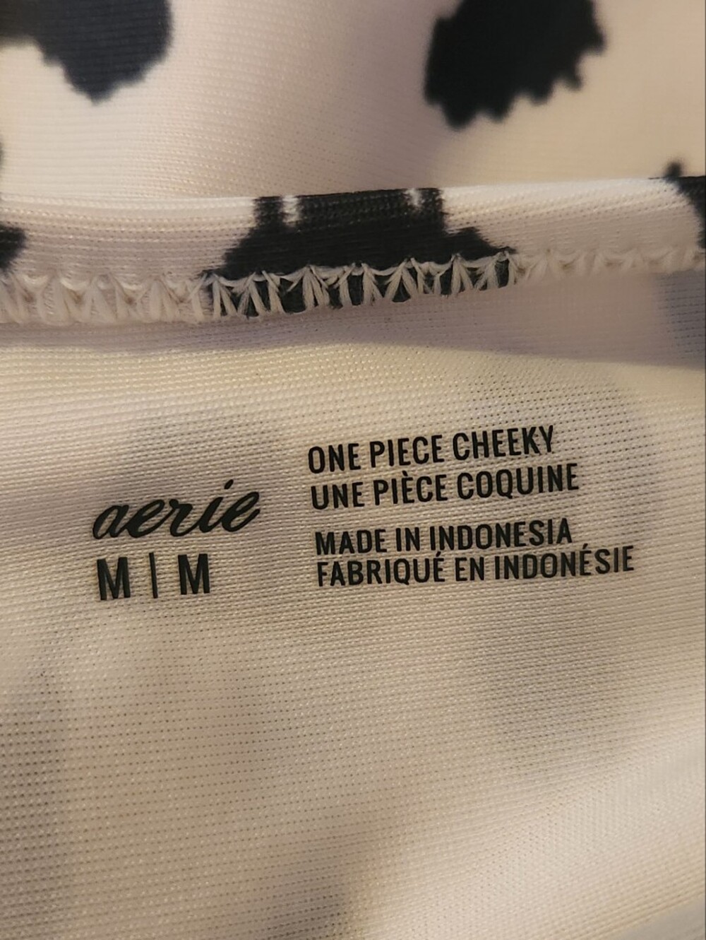 aerie White One-Piece Swimsuit with Black Leopard Print - Picture 3 of 3
